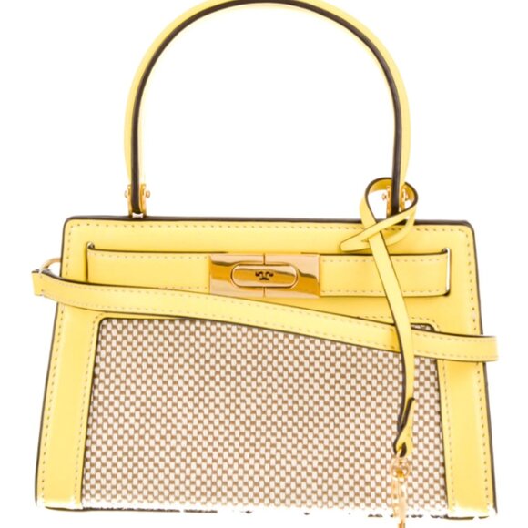 Tory Burch Lee Radziwill Petite Top Handle Canvas/Leather Tote - Picture 7 of 17